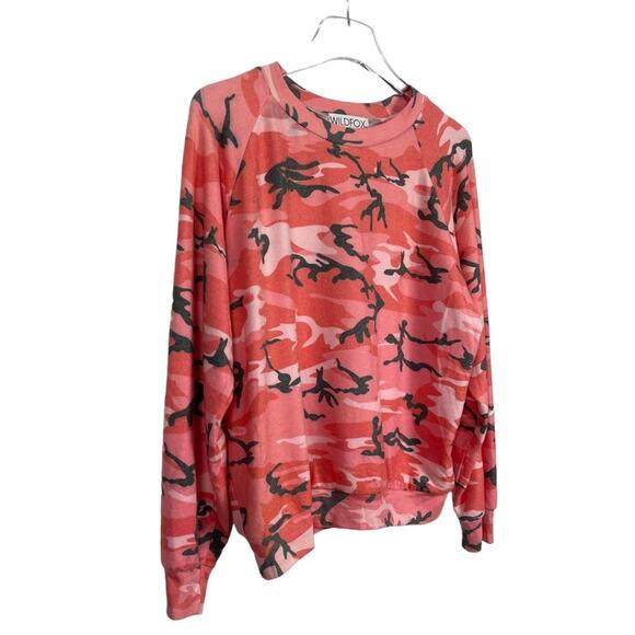Wildfox Fire Camo Sweatshirt Orange Pink Size Large - Picture 4 of 10